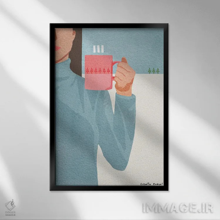 تابلو مینیمال منظره زمستانی اثر گیسل دکل - نمای قابدار مشکی