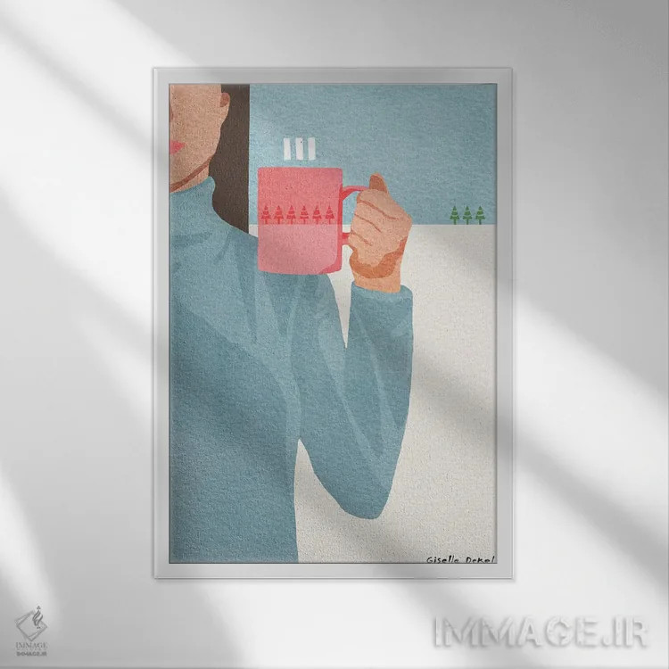تابلو مینیمال منظره زمستانی اثر گیسل دکل - نمای قابدار سفید