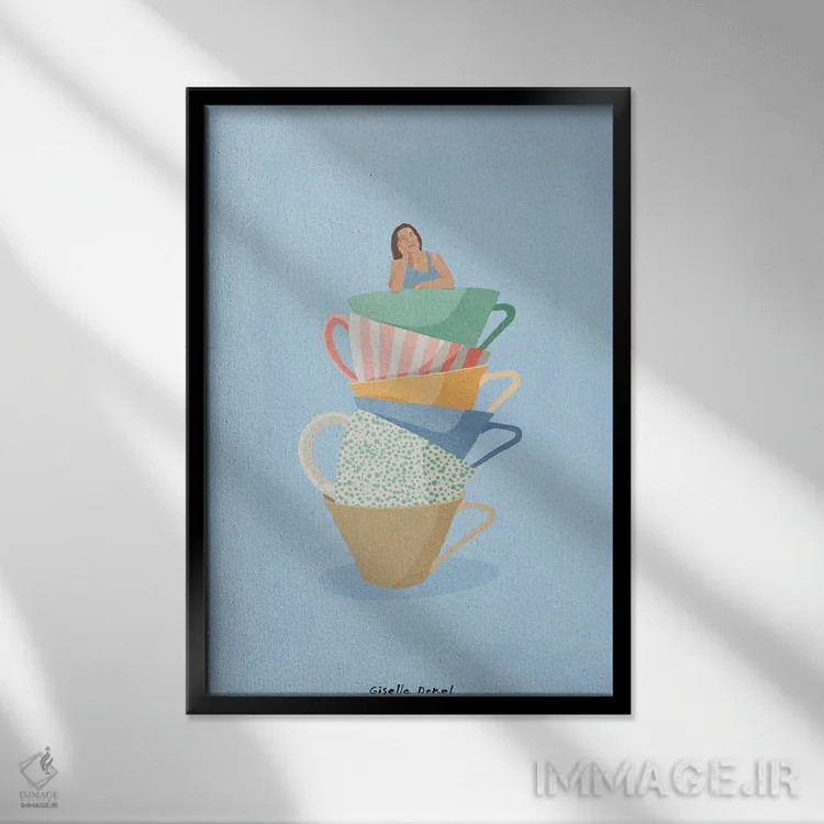 تابلو مینیمال قهوه بیش از حد اثر گیسل دکل - نمای قابدار مشکی