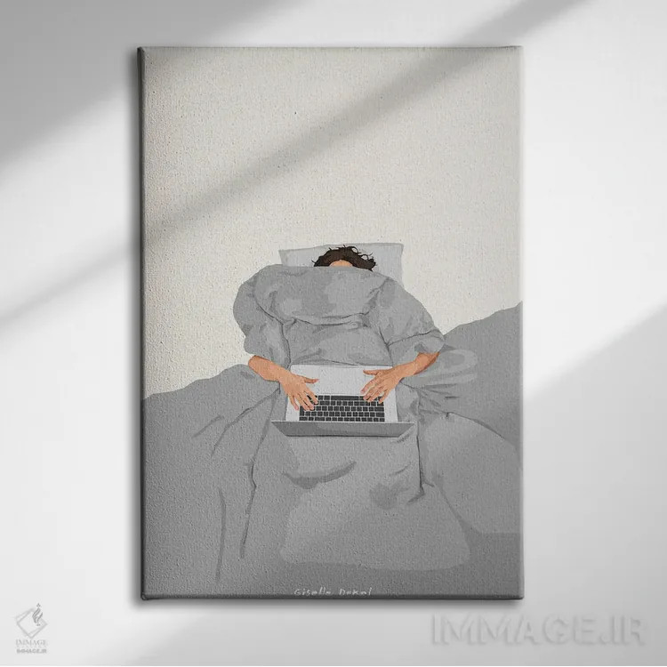 تابلو مینیمال آخرین ایمیل قبل از آخر هفته اثر گیسل دکل - نمای روبهرو روی دیوار