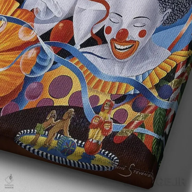 تابلو دکوراتیو یک دلقک باش اثر گرائیم استیونسون - نمای نزدیک بافت بوم