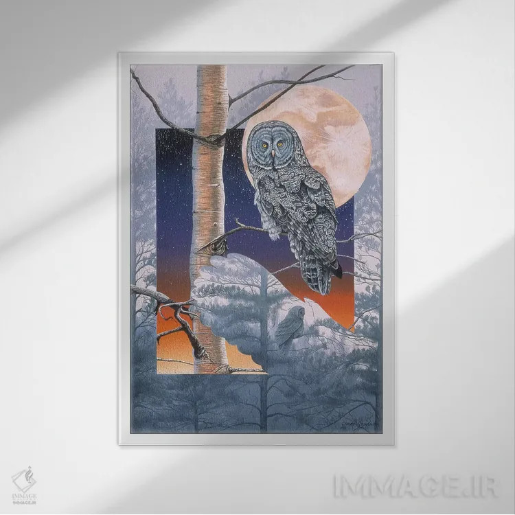 تابلو دکوراتیو مه های خاکستری اثر گرائیم استیونسون - نمای قابدار سفید