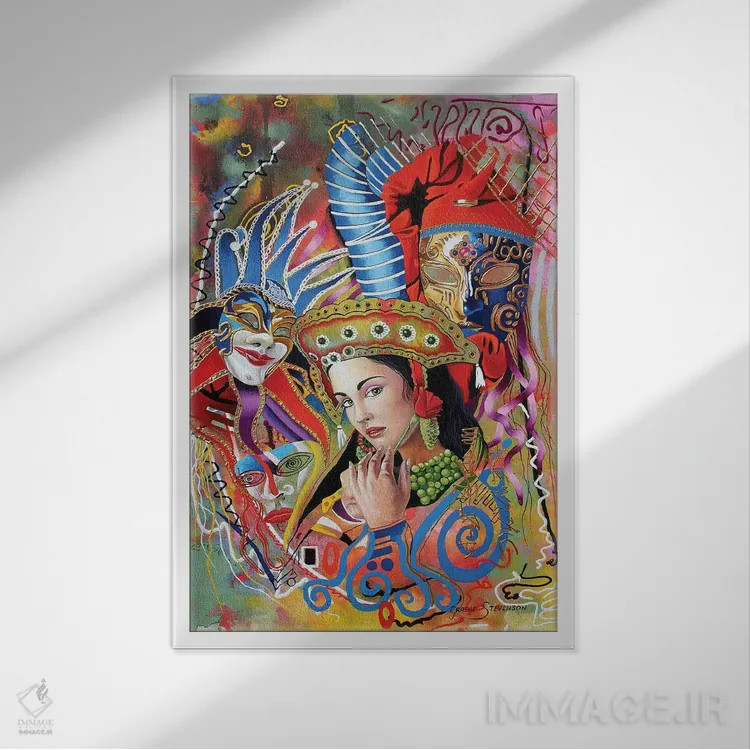 تابلو دکوراتیو ماردی گرا اثر گرائیم استیونسون - نمای قابدار سفید