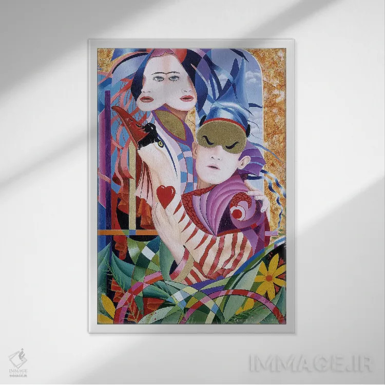 تابلو دکوراتیو دو دلداده اثر گرائیم استیونسون - نمای قابدار سفید