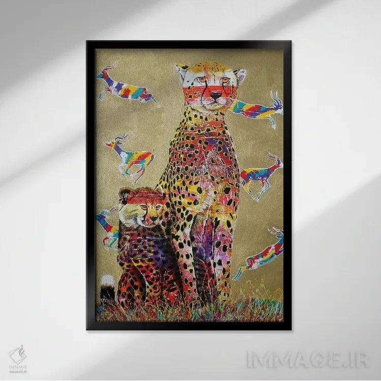 تابلو دکوراتیو نگاه آفریقایی یا ساعت آفریقایی اثر گرائیم استیونسون - نمای قابدار مشکی