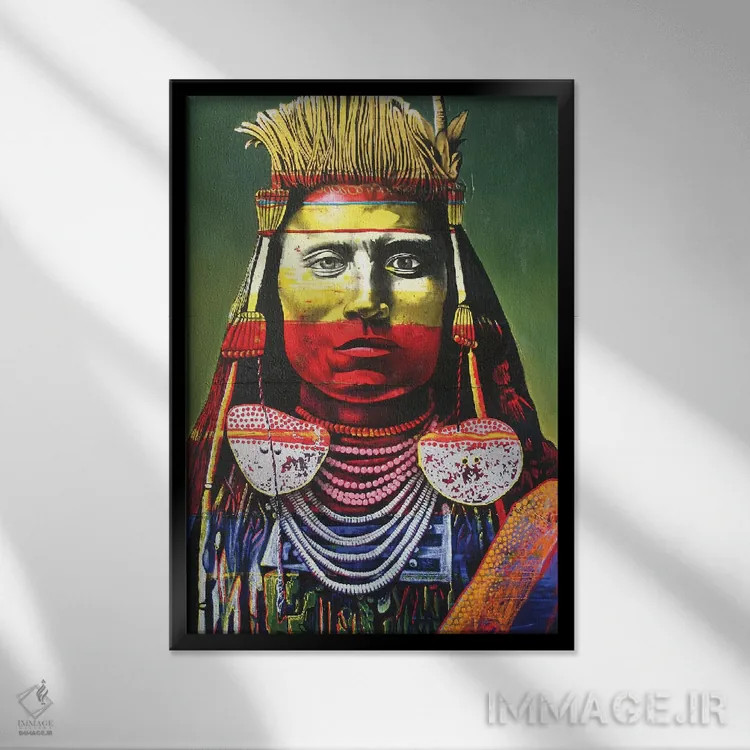 تابلو دکوراتیو رئیس سرخپوست اثر گرائیم استیونسون - نمای قابدار مشکی