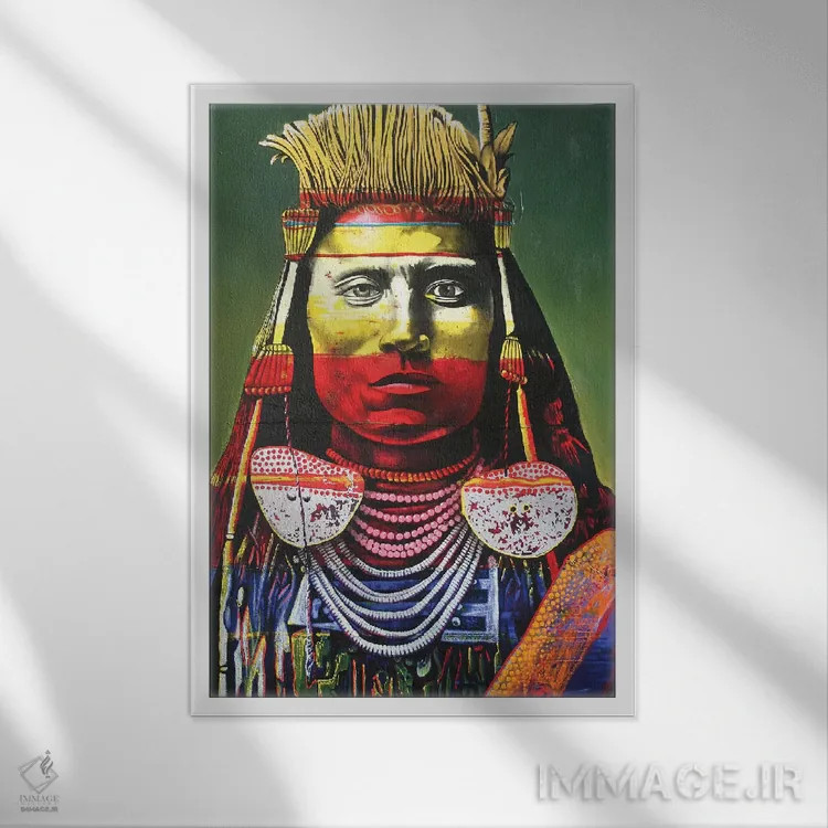 تابلو دکوراتیو رئیس سرخپوست اثر گرائیم استیونسون - نمای قابدار سفید