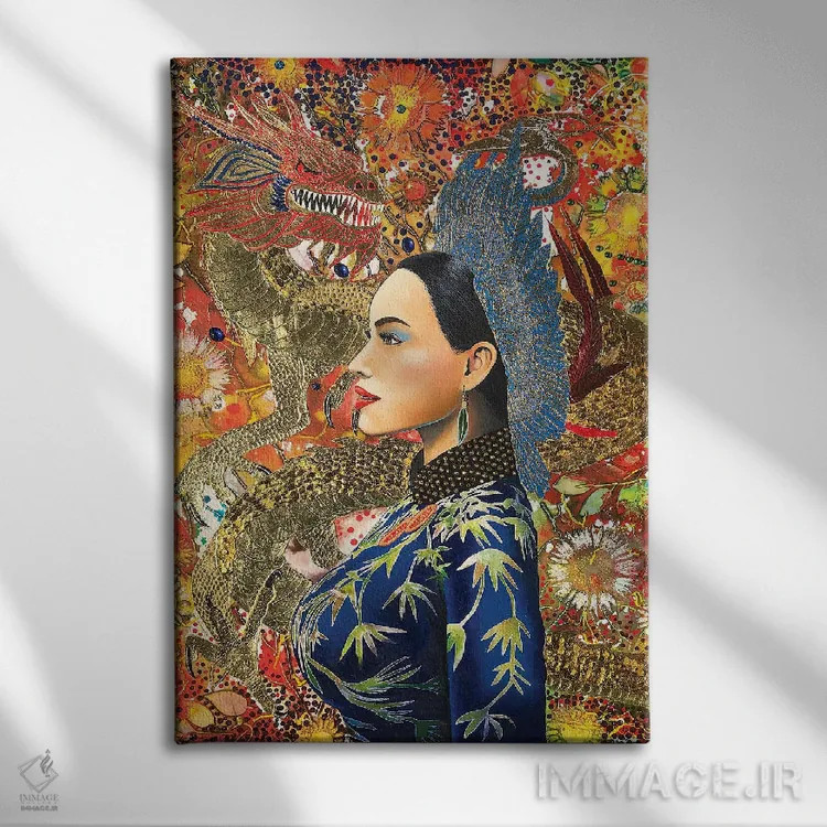 تابلو دکوراتیو بانوی اژدها اثر گرائیم استیونسون - نمای روبهرو روی دیوار