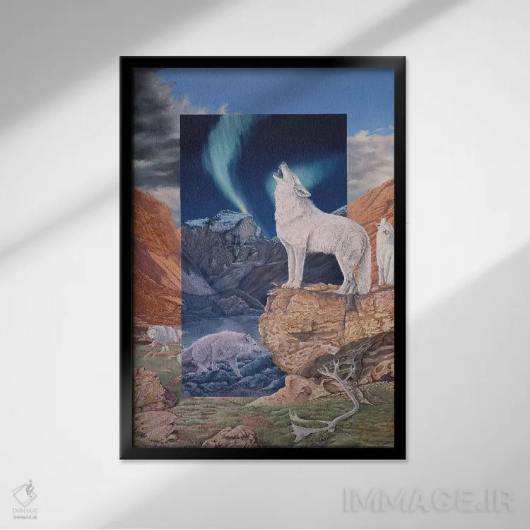تابلو دکوراتیو ردپاها در شب اثر گرائیم استیونسون - نمای قابدار مشکی