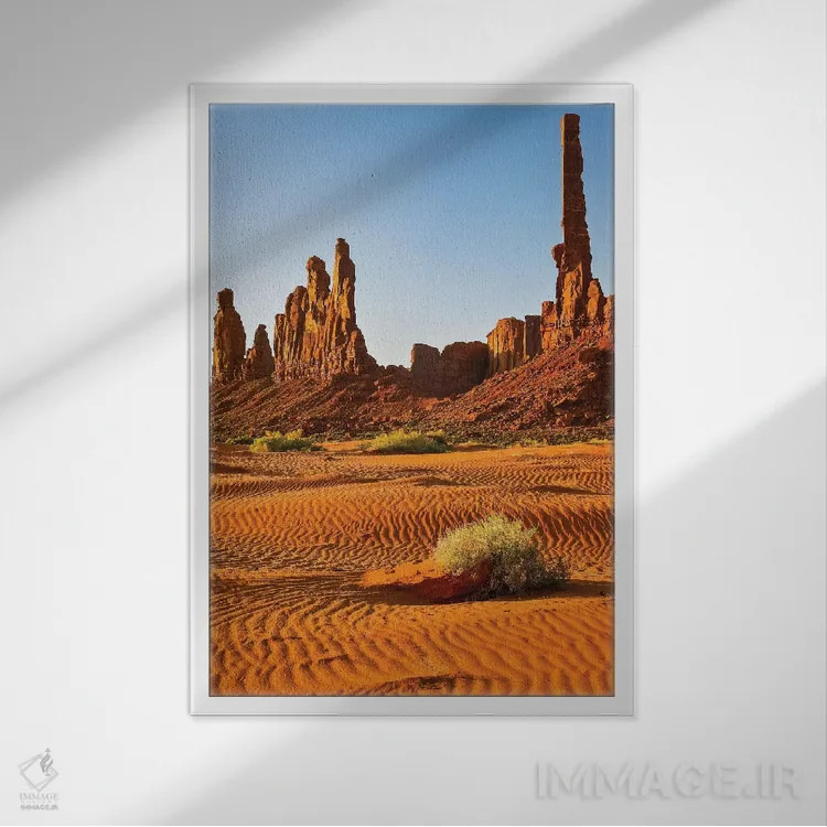 تابلو دکوراتیو Arizona. Monument Valley, Totem,آمریکا، آریزونا، دره بناهای… اثر جورج تئودور - نمای قابدار سفید