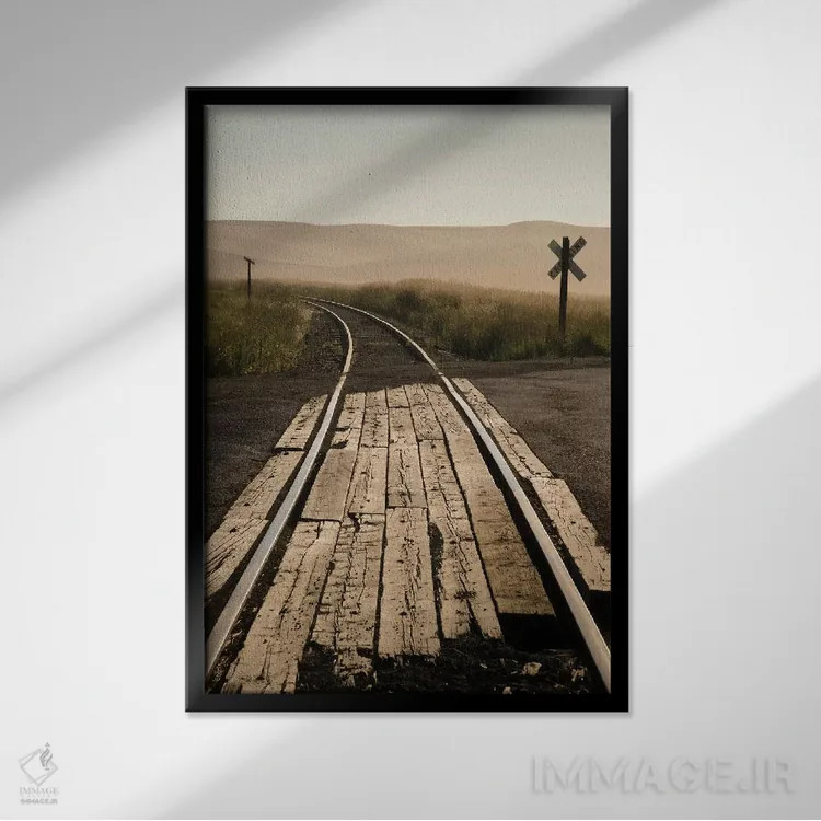 تابلو دکوراتیو Washington State, Palouse, Railroad, tracks,آمریکا، ایالت و… اثر جورج تئودور - نمای قابدار مشکی