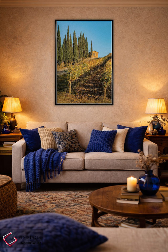تابلو دکوراتیو Tuscany. Vineyard, Pine Trees,ایتالیا، توسکانی، تاکستان، در… اثر جورج تئودور - D5B