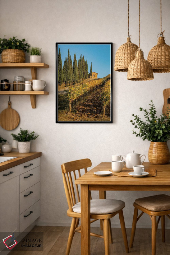 تابلو دکوراتیو Tuscany. Vineyard, Pine Trees,ایتالیا، توسکانی، تاکستان، در… اثر جورج تئودور - D6B