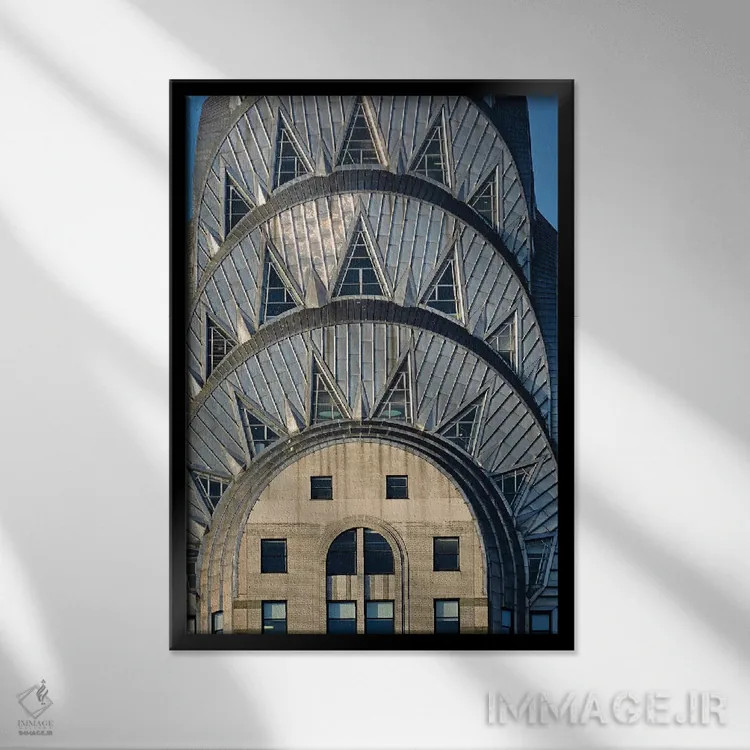 تابلو دکوراتیو ساختمان کرایسلر اثر گرافیتی استودیوها - نمای قابدار مشکی
