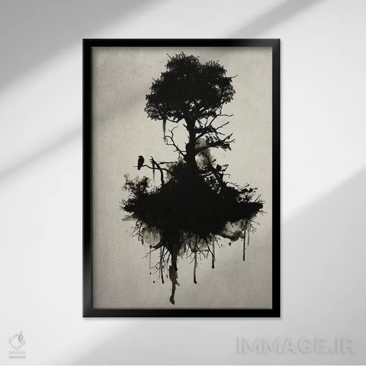 تابلو دکوراتیو آخرین درخت باقی مانده اثر نیکلاس گوستافسون - نمای قابدار مشکی