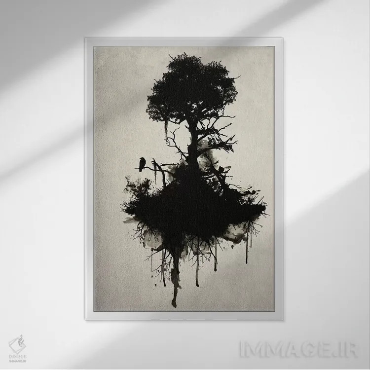 تابلو دکوراتیو آخرین درخت باقی مانده اثر نیکلاس گوستافسون - نمای قابدار سفید