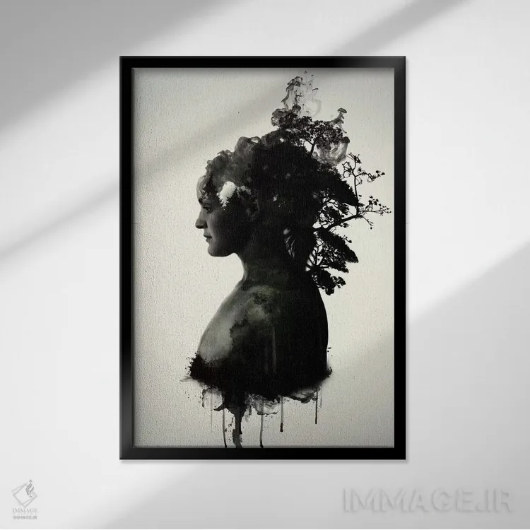 تابلو دکوراتیو مادر زمین اثر نیکلاس گوستافسون - نمای قابدار مشکی