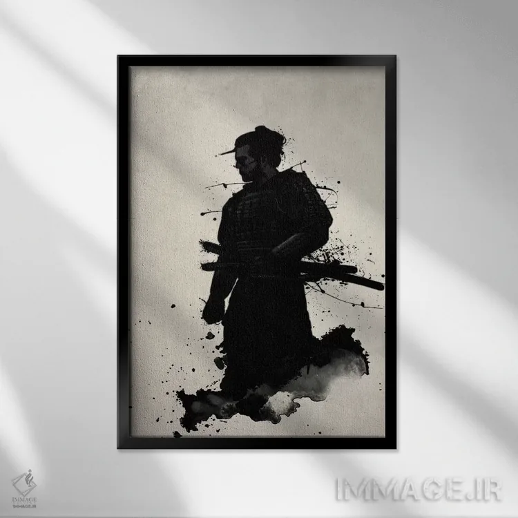 تابلو دکوراتیو سامورایی اثر نیکلاس گوستافسون - نمای قابدار مشکی