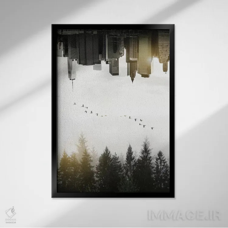 تابلو دکوراتیو دوگانگی اثر نیکلاس گوستافسون - نمای قابدار مشکی