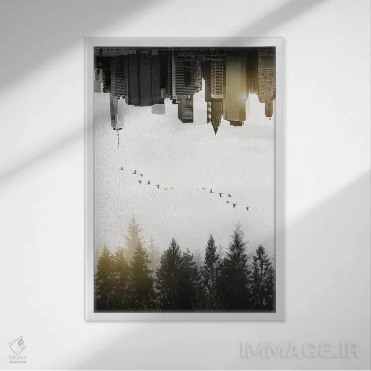 تابلو دکوراتیو دوگانگی اثر نیکلاس گوستافسون - نمای قابدار سفید