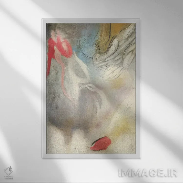 تابلو انتزاعی بخش فرشته ۱ اثر گابریلا ویارریل - نمای قابدار سفید