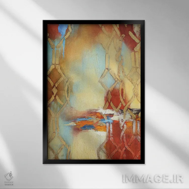 تابلو انتزاعی مجموعه معمایی ۷ اثر گابریلا ویارریل - نمای قابدار مشکی