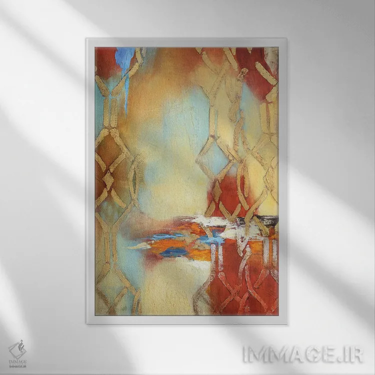 تابلو انتزاعی مجموعه معمایی ۷ اثر گابریلا ویارریل - نمای قابدار سفید