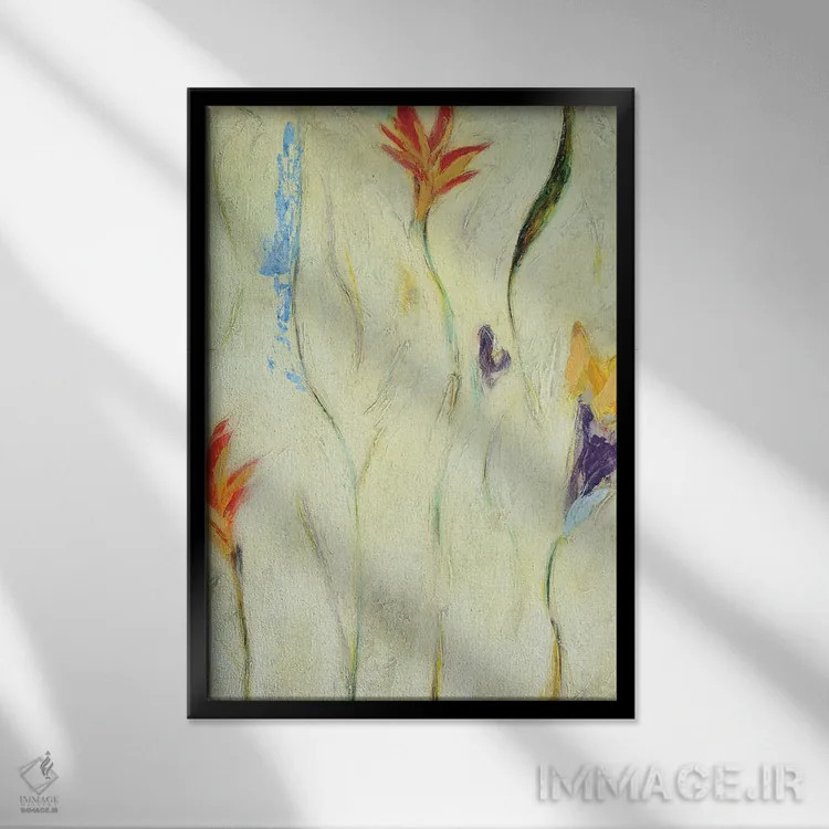 تابلو انتزاعی گل ۳ اثر گابریلا ویارریل - نمای قابدار مشکی