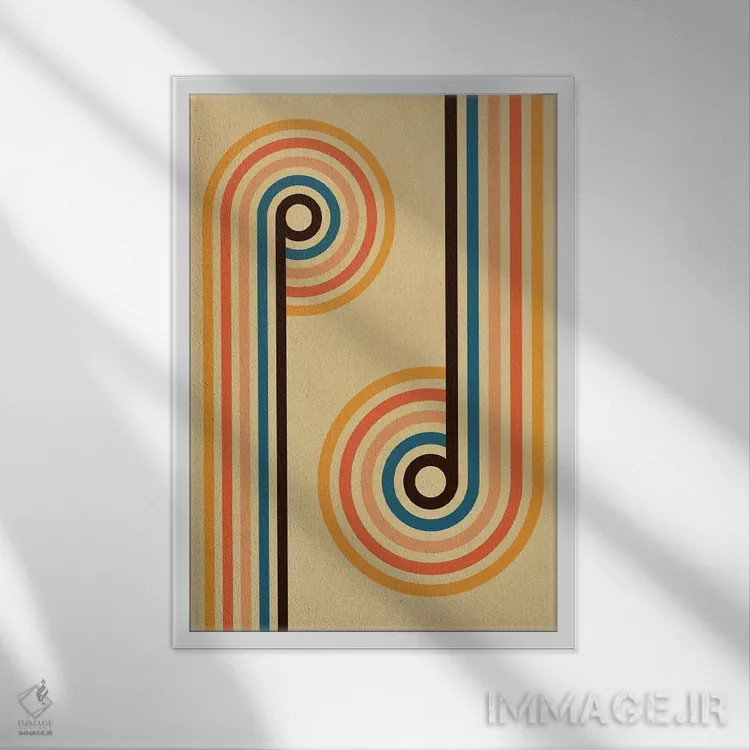 تابلو انتزاعی رترو ۱ اثر گری ویلیامز - نمای قابدار سفید