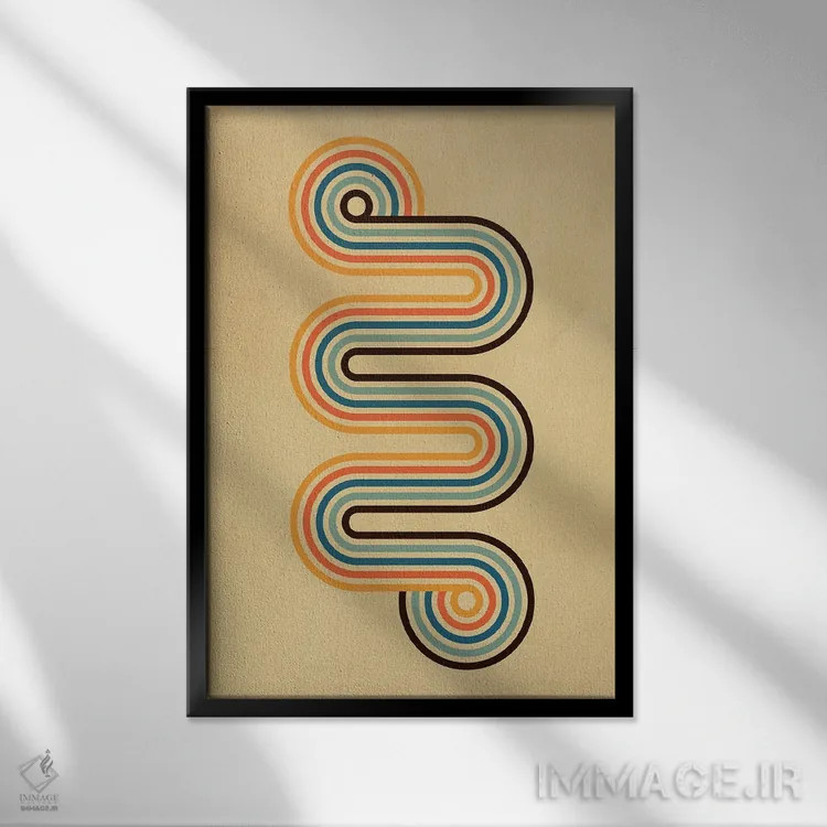تابلو انتزاعی رترو ۳ اثر گری ویلیامز - نمای قابدار مشکی
