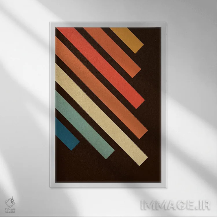 تابلو انتزاعی رترو ۴ اثر گری ویلیامز - نمای قابدار سفید