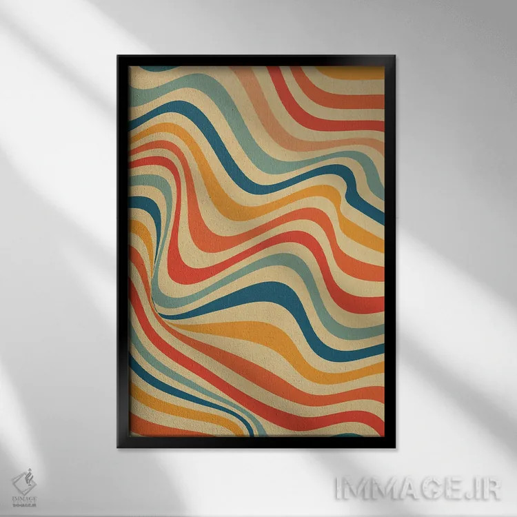 تابلو انتزاعی رترو ۶ اثر گری ویلیامز - نمای قابدار مشکی