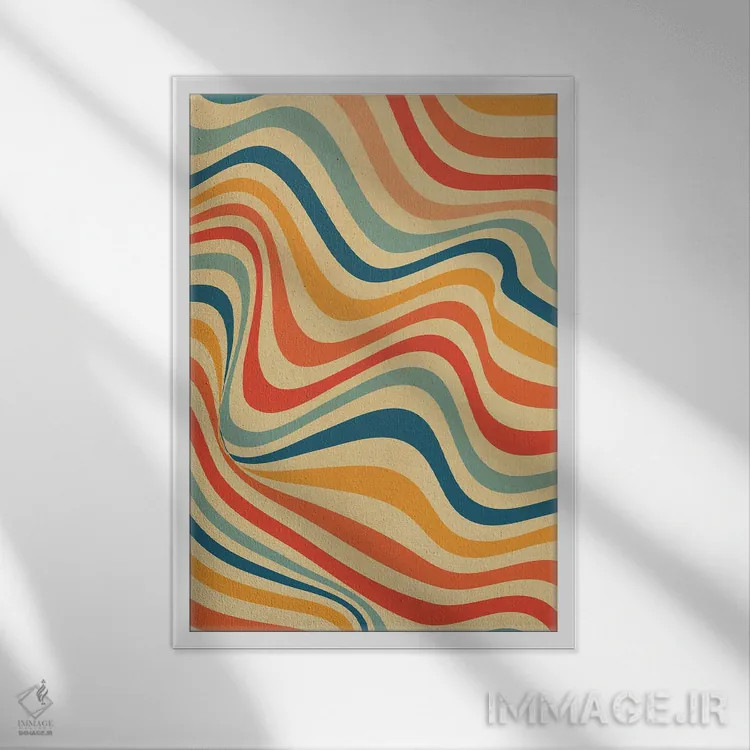 تابلو انتزاعی رترو ۶ اثر گری ویلیامز - نمای قابدار سفید