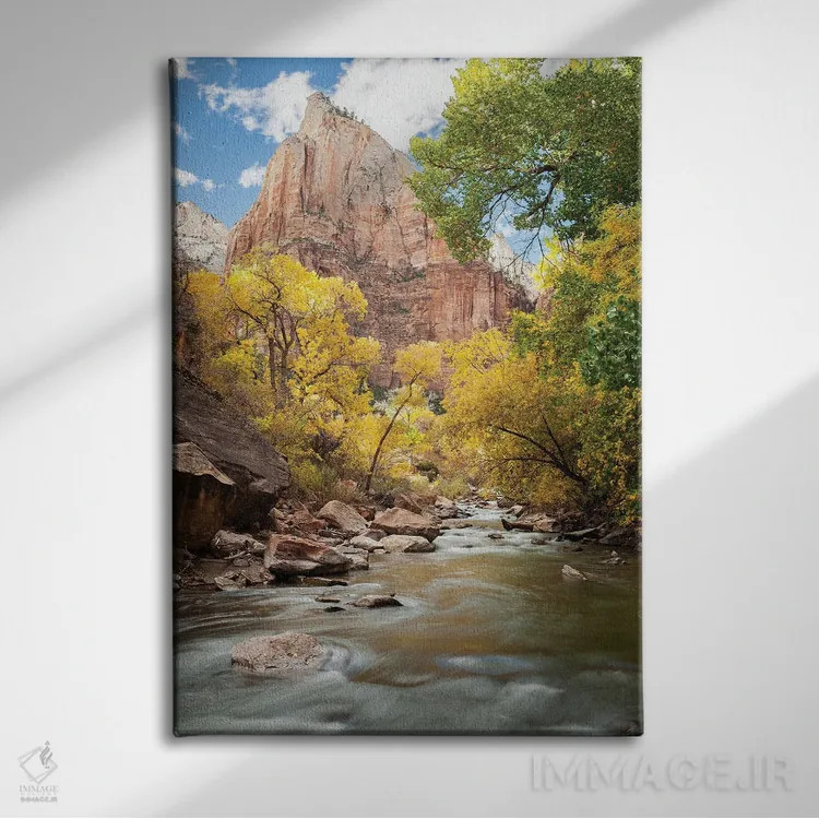 تابلو دکوراتیو Utah, Zion National Park. American Dipper. Fall Foliage Nea… اثر گرگ وینستون - نمای روبهرو روی دیوار