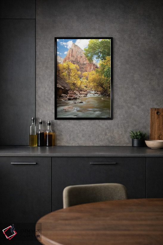 تابلو دکوراتیو Utah, Zion National Park. American Dipper. Fall Foliage Nea… اثر گرگ وینستون - D2B