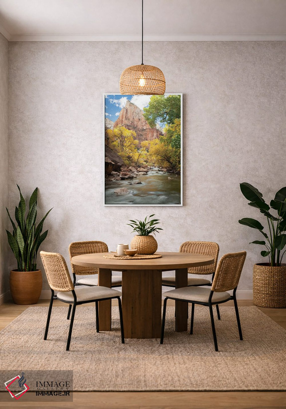 تابلو دکوراتیو Utah, Zion National Park. American Dipper. Fall Foliage Nea… اثر گرگ وینستون - D3W