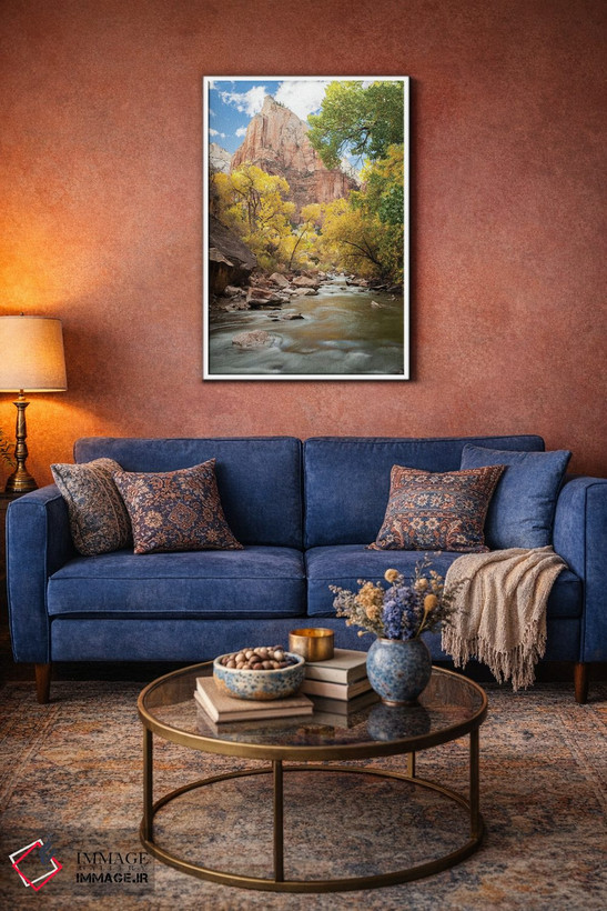 تابلو دکوراتیو Utah, Zion National Park. American Dipper. Fall Foliage Nea… اثر گرگ وینستون - D4W