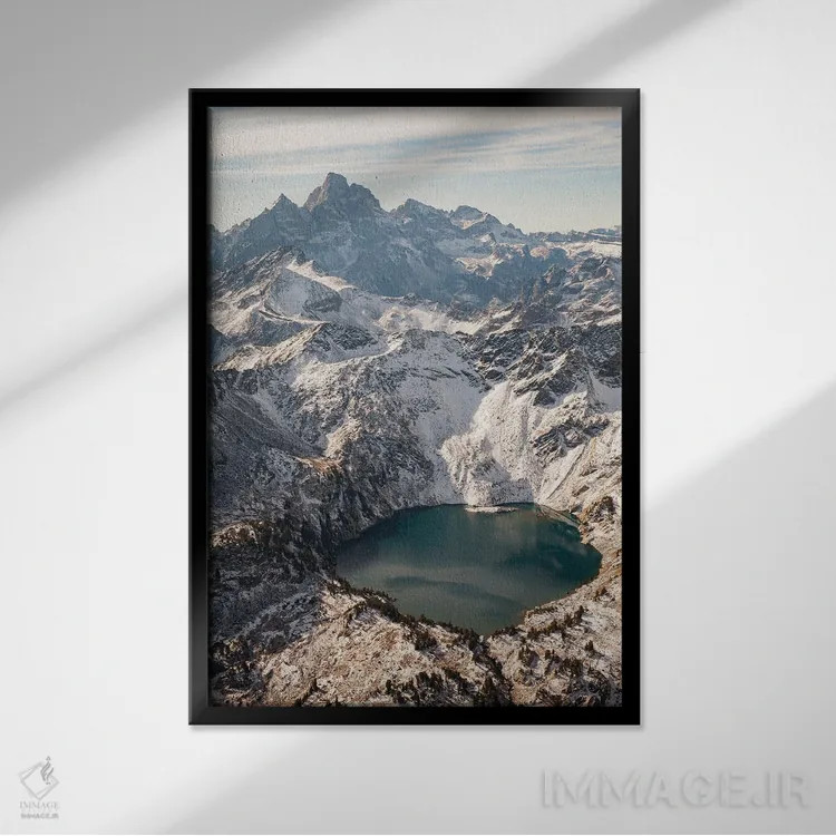 تابلو دکوراتیو Wyoming, Grand Teton National Park. Aerial Of High Mountain… اثر گرگ وینستون - نمای قابدار مشکی