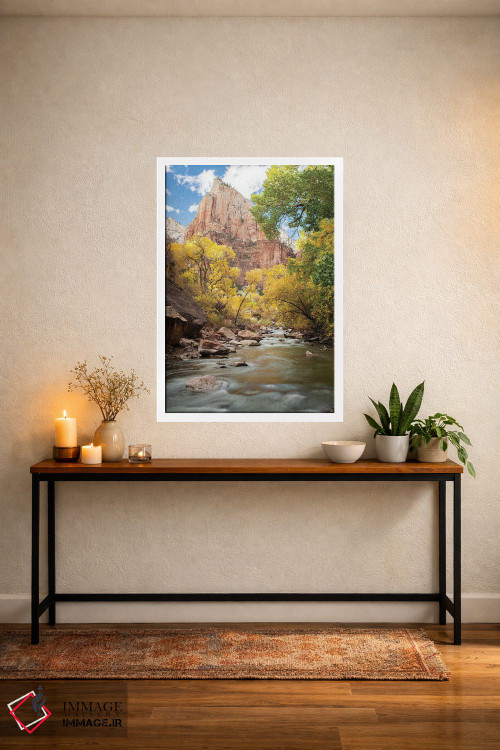 تابلو دکوراتیو Utah, Zion National Park. American Dipper. Fall Foliage Nea… اثر گرگ وینستون - D5W