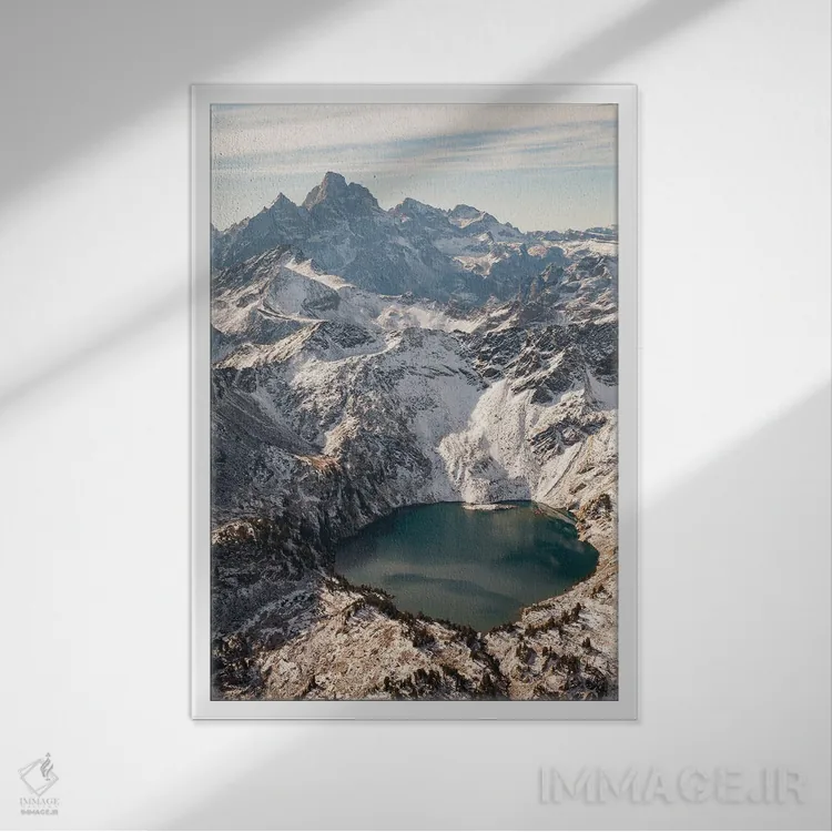 تابلو دکوراتیو Wyoming, Grand Teton National Park. Aerial Of High Mountain… اثر گرگ وینستون - نمای قابدار سفید