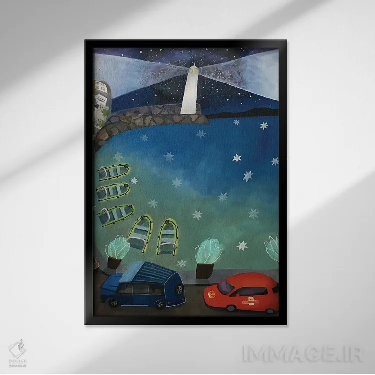 تابلو دکوراتیو ستاره هایی که بر اسکله اسمیاتن می ریزند اثر گرتی یانگ - نمای قابدار مشکی