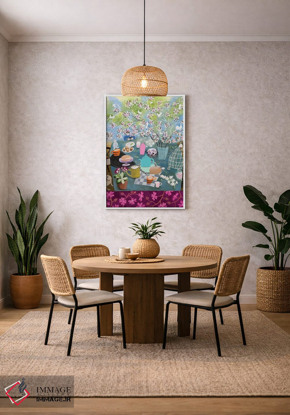 تابلو دکوراتیو چای زیر شکوفه های سیب اثر گرتی یانگ - D3W