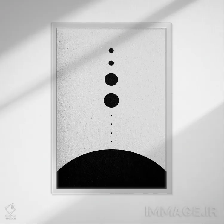 تابلو مینیمال سیارات به نسبت ابعاد واقعی ۲ اثر گت یور نرد آن - نمای قابدار سفید
