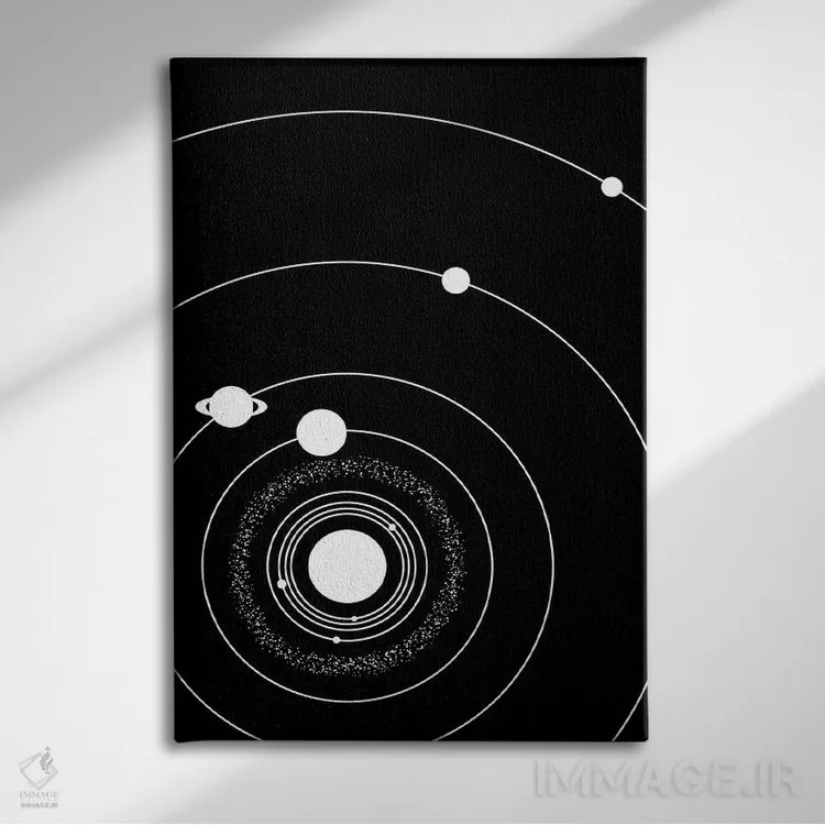 تابلو دکوراتیو منظومه شمسی مینیمال ۱ اثر گت یور نرد آن - نمای روبهرو روی دیوار