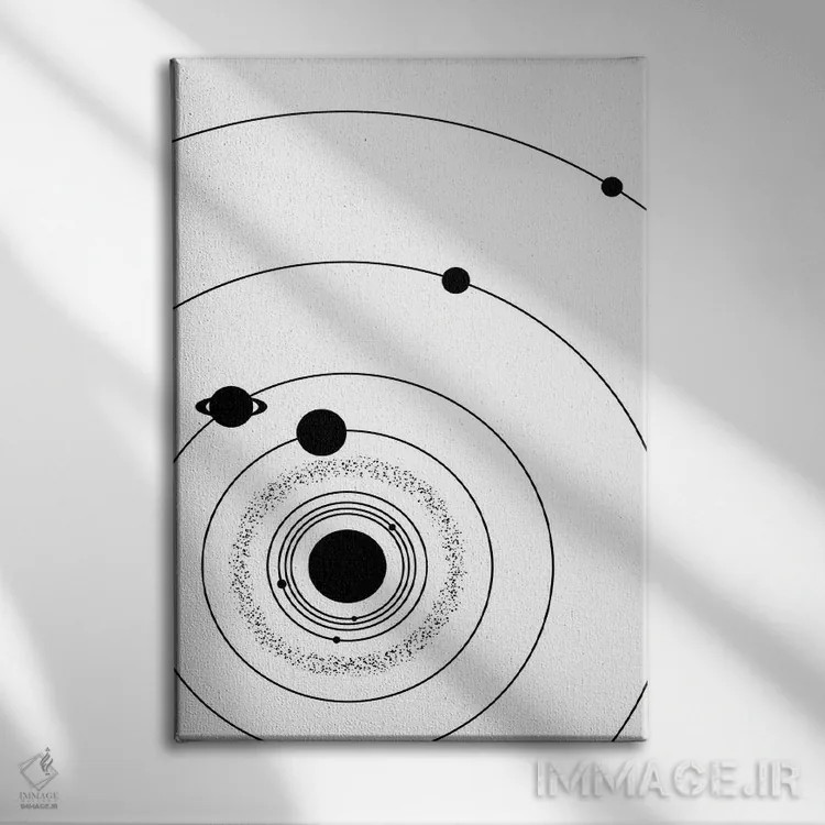 تابلو دکوراتیو منظومه شمسی مینیمال ۲ اثر گت یور نرد آن - نمای روبهرو روی دیوار