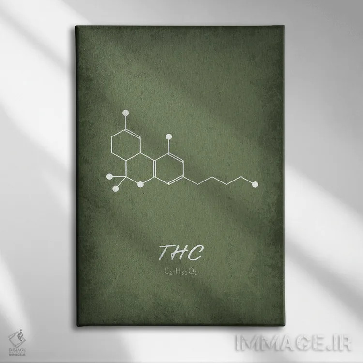 تابلو دکوراتیو مولکول THC اثر گت یور نرد آن - نمای روبهرو روی دیوار
