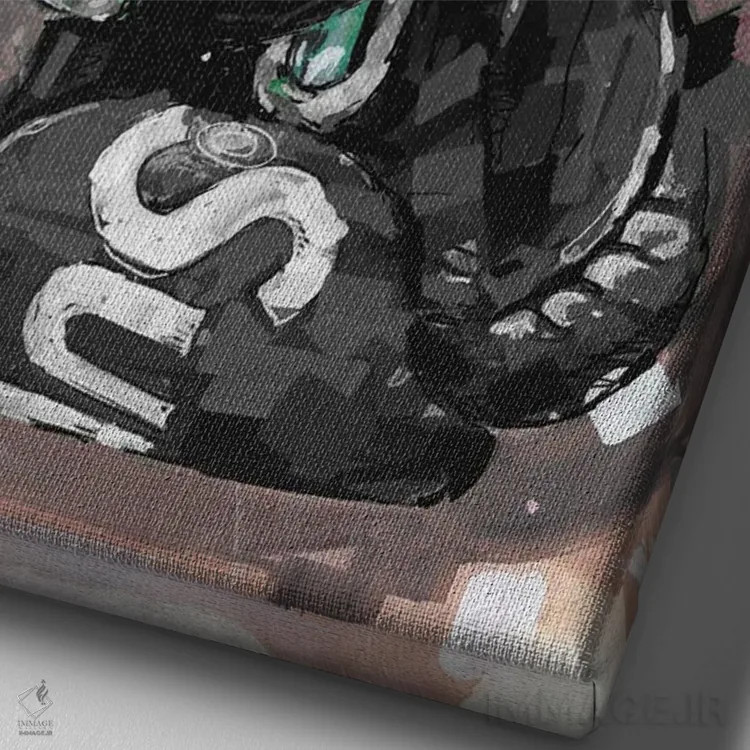 تابلو دکوراتیو دستکش بوکس مشکی Supreme و Everlast اثر ژوس هوپن برورز - نمای نزدیک بافت بوم