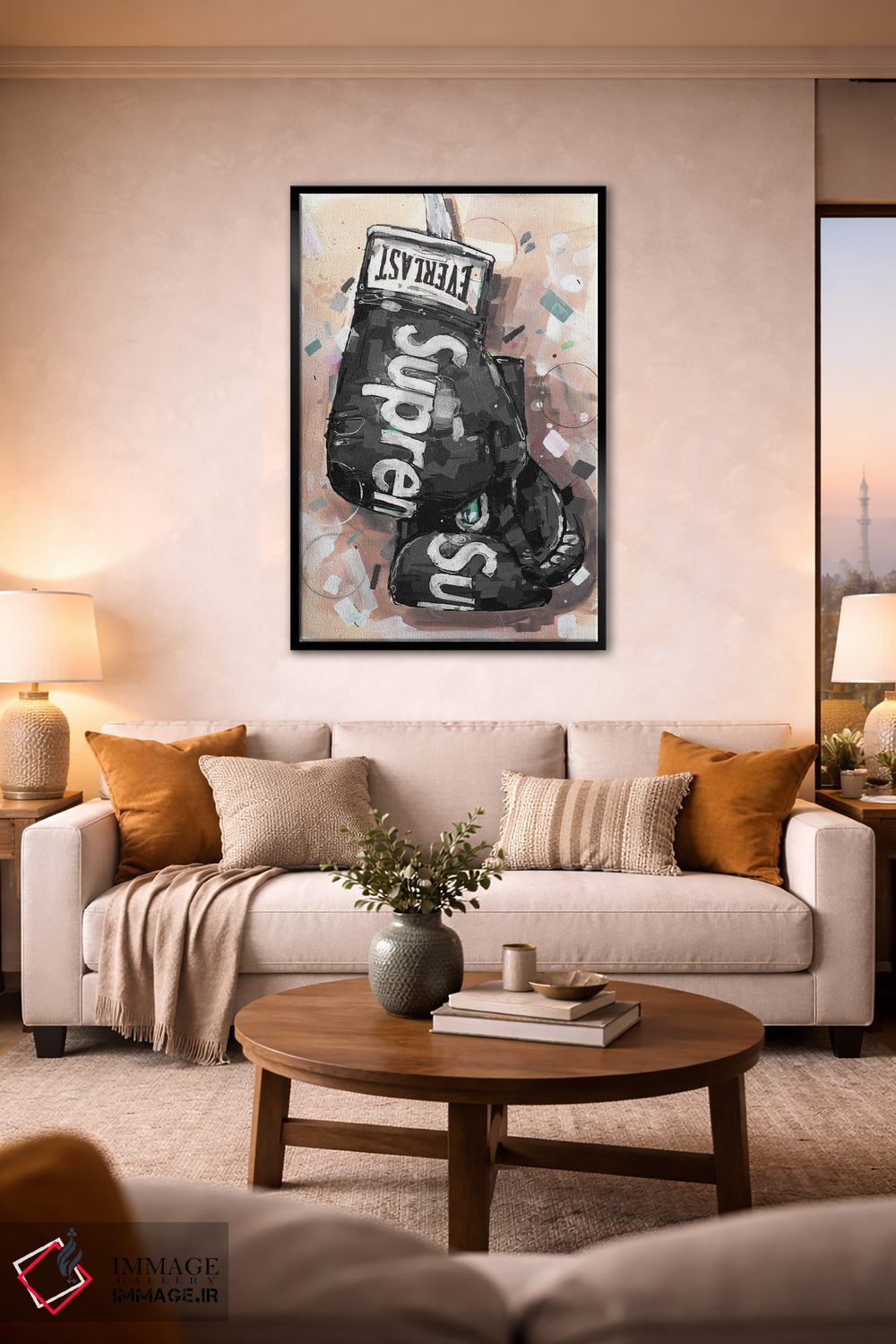 تابلو دکوراتیو دستکش بوکس مشکی Supreme و Everlast اثر ژوس هوپن برورز - D3B