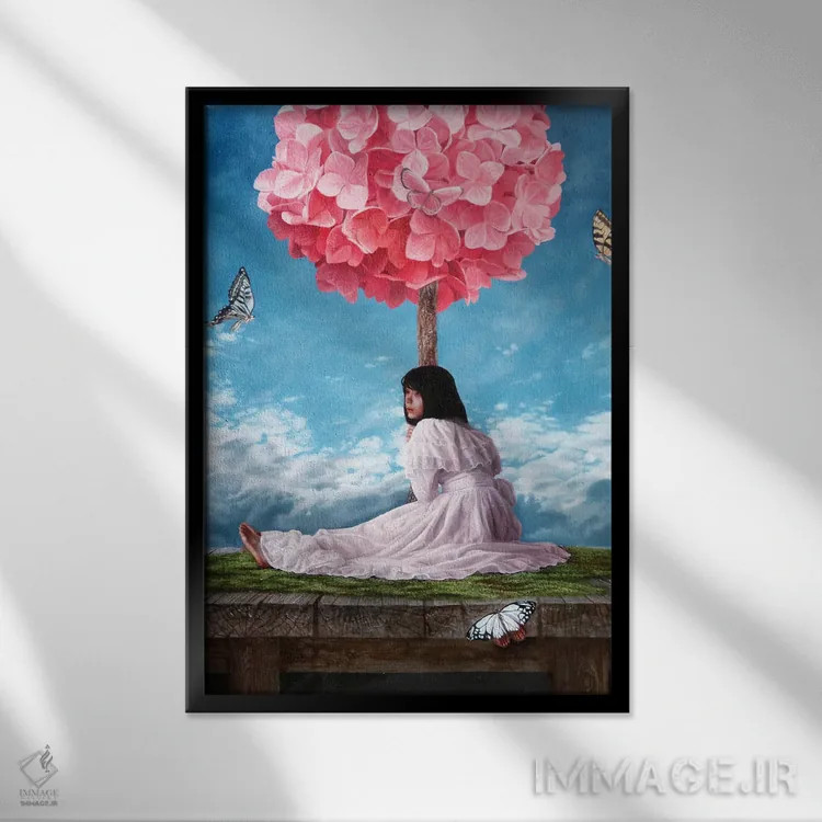 تابلو دکوراتیو در دنیایی ساخته شده اثر تاکاهیرو هیربایاشی - نمای قابدار مشکی