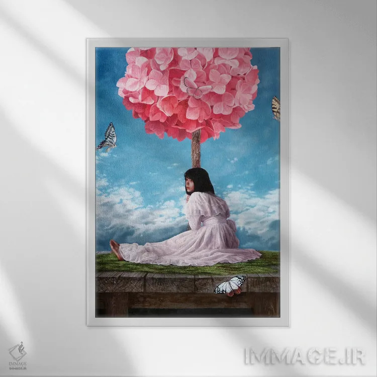 تابلو دکوراتیو در دنیایی ساخته شده اثر تاکاهیرو هیربایاشی - نمای قابدار سفید